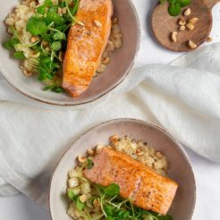 Knolselder 'risotto' met zalm