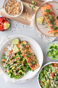 Oosterse zalm met rijstsalade