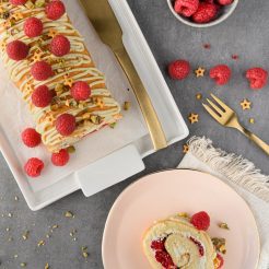 Rolcake met mascarpone en framboos