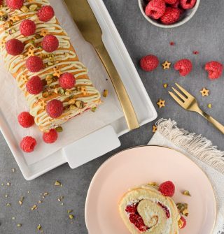 Rolcake met mascarpone en framboos