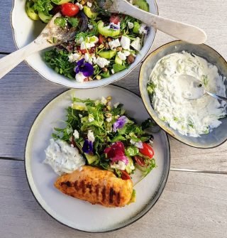 Griekse Sla Kip Tzatziki